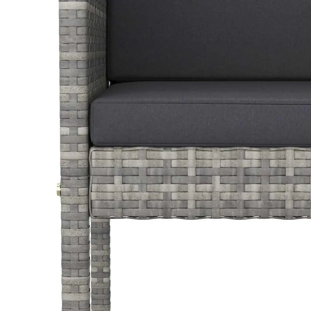5 Piece Garden Bar Set with Cushions Outdoor PE Rattan Table Stools Grey