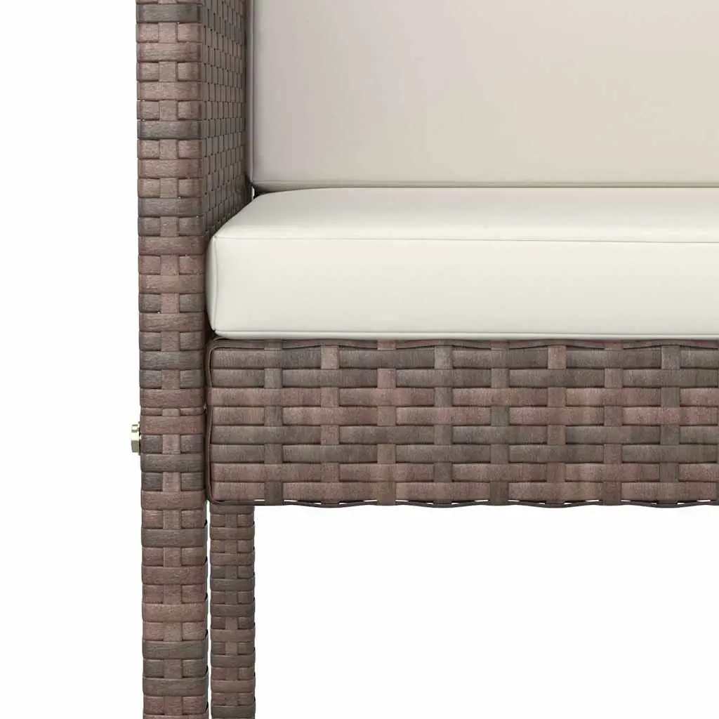 Garden Bar Set 3 Piece with Cushions Poly Rattan Outdoor Table Stools Brown