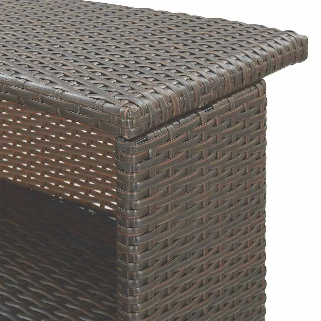 Garden Bar Set 3 Piece with Cushions Poly Rattan Outdoor Table Stools Brown