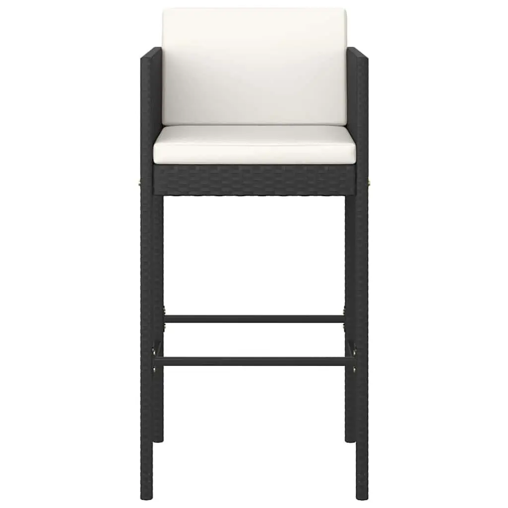 3 Piece Garden Bar Set Outdoor Poly Rattan Table Stools Black