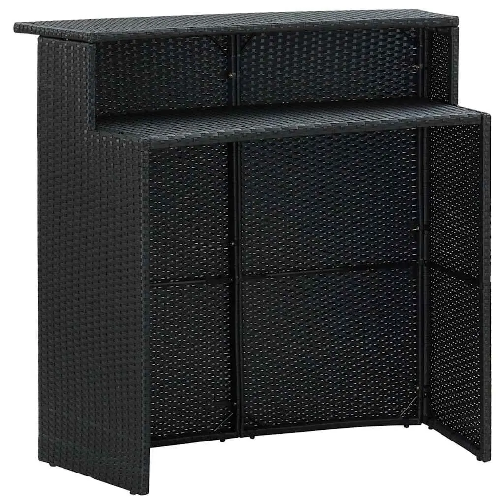 3 Piece Garden Bar Set Outdoor Poly Rattan Table Stools Black