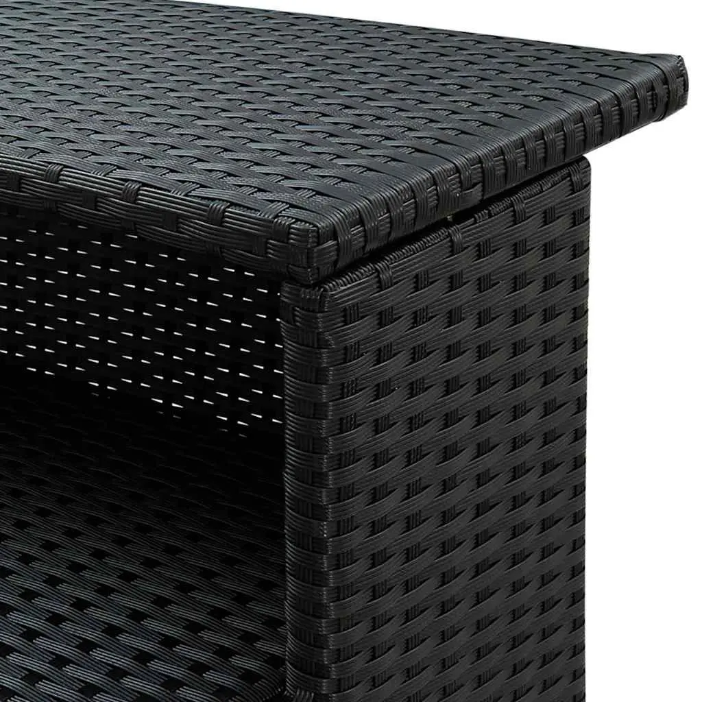 3 Piece Garden Bar Set Outdoor Poly Rattan Table Stools Black