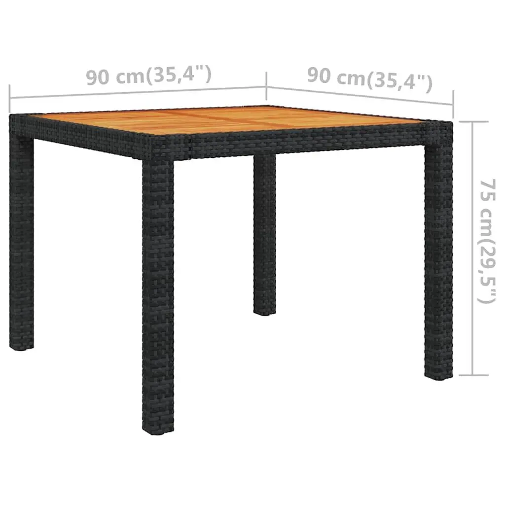 Outdoor Dining Set 3 Piece Garden Furniture Black Poly Rattan with Cushions