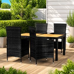 Outdoor Dining Set 5 Piece Garden Furniture Poly Rattan Cushioned Chairs Table