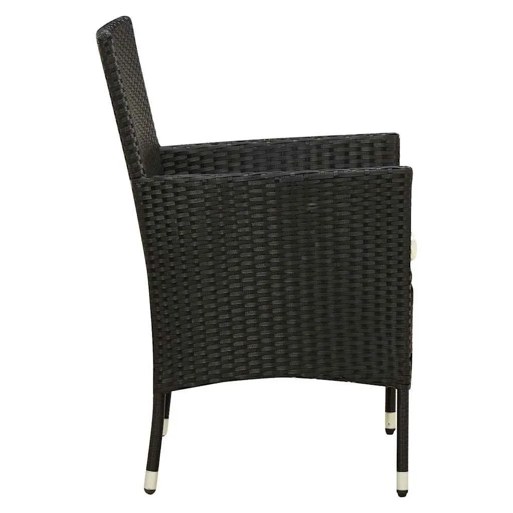Outdoor Dining Set 7 Piece Garden Furniture Black PE Rattan with Cushions