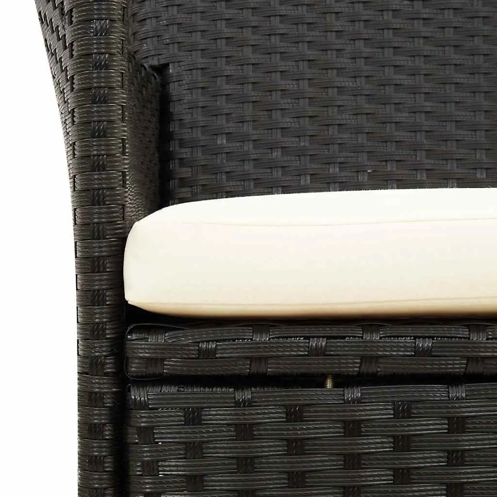 Outdoor Dining Set 7 Piece Garden Furniture Black PE Rattan with Cushions