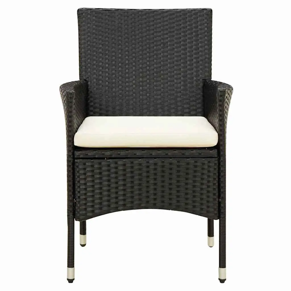 Outdoor Dining Set 7 Piece Garden Furniture Poly Rattan Black with Cushions