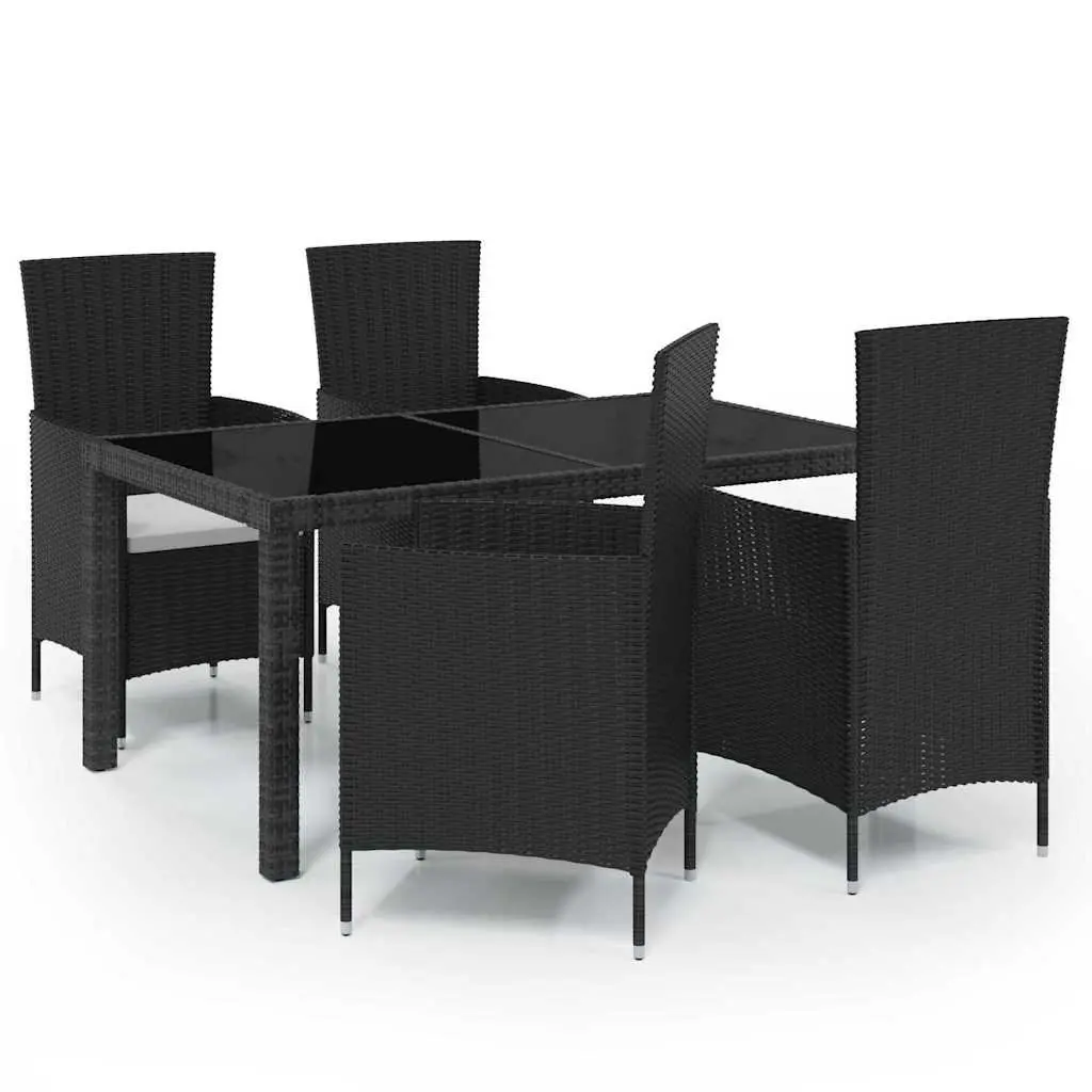 Outdoor Dining Set 5 Piece Garden Furniture Poly Rattan Table Chairs Cushions