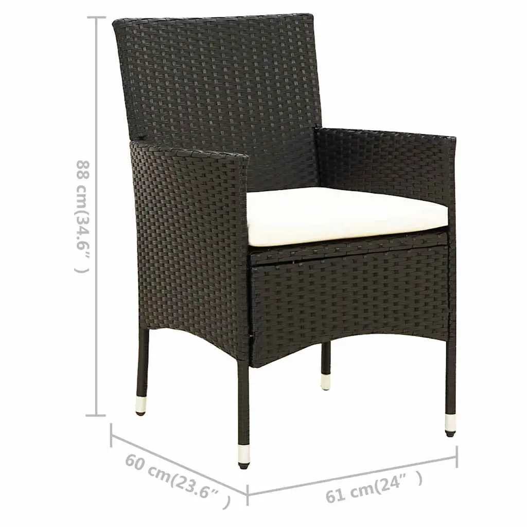 Outdoor Dining Set 7 Piece Garden Furniture Black Poly Rattan Steel Frame