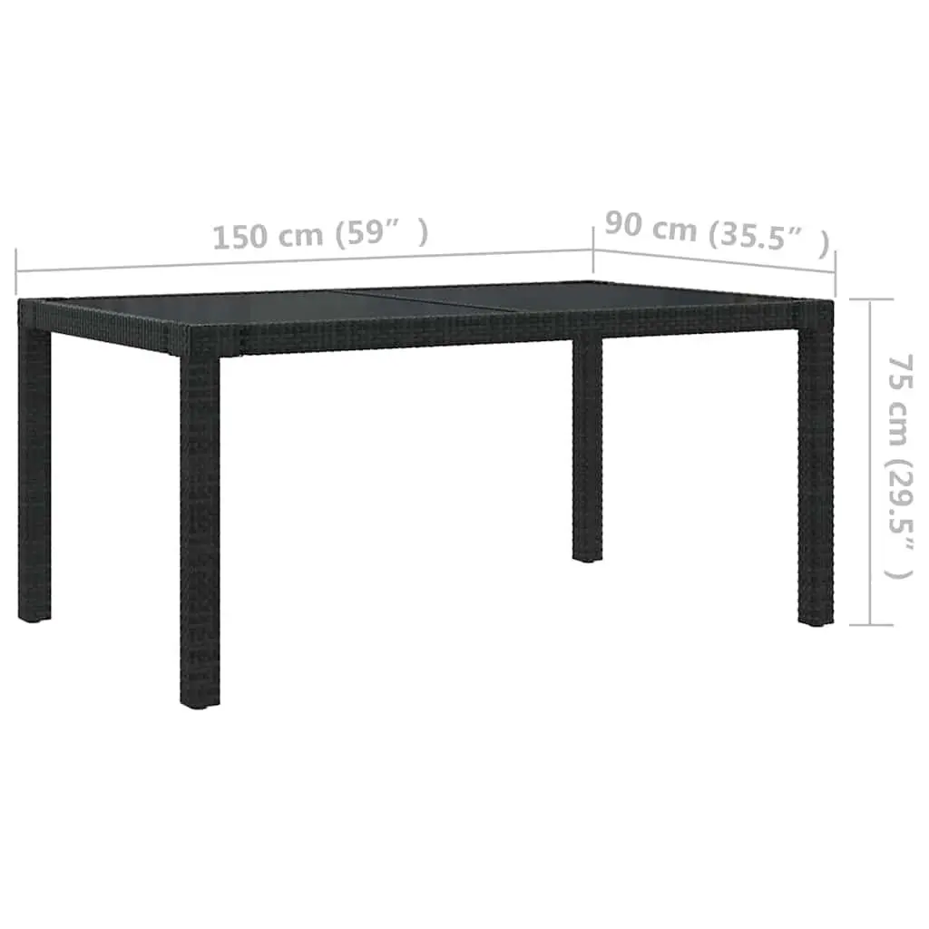 Outdoor Dining Set 7 Piece Garden Furniture Black Poly Rattan Steel Frame