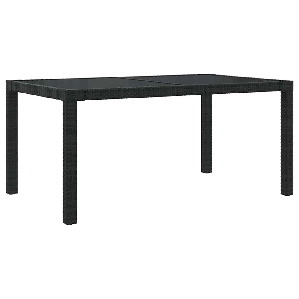Outdoor Dining Set 7 Piece Garden Furniture Black Poly Rattan Steel Frame