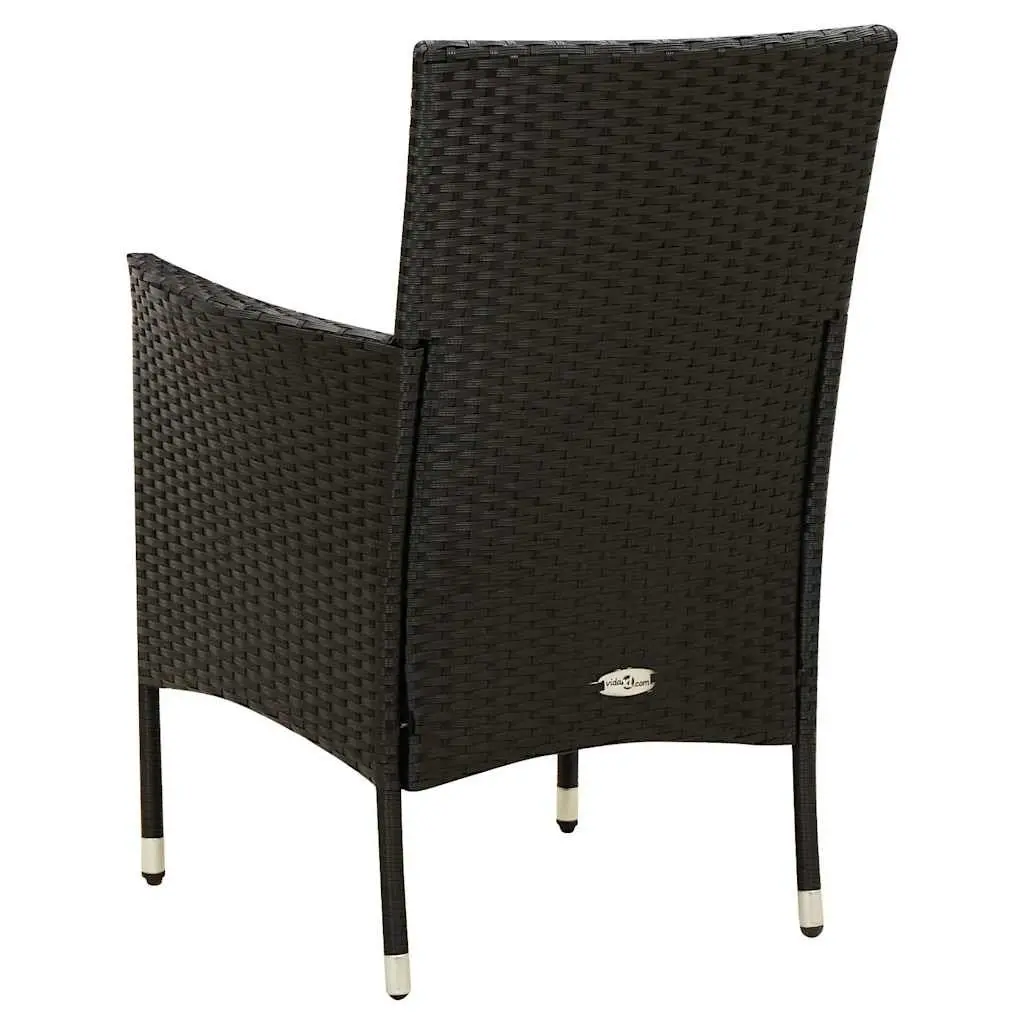 Outdoor Dining Set 7 Piece Garden Furniture Black Poly Rattan Steel Frame