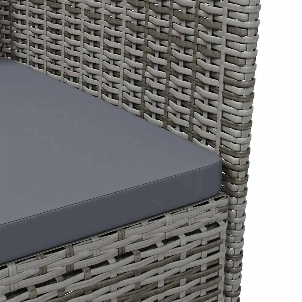 Outdoor Dining Set 3 Piece Grey Poly Rattan Garden Furniture with Cushions