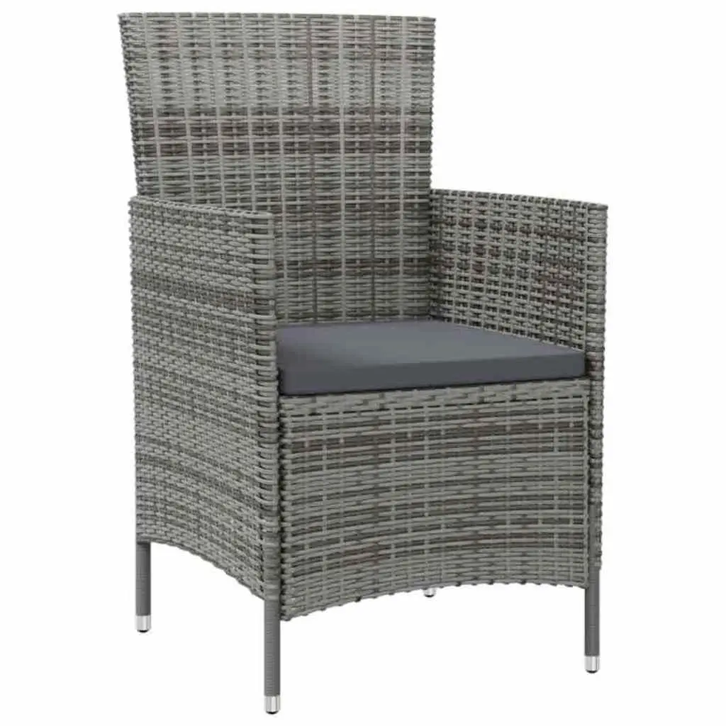 Outdoor Dining Set 9 Piece Grey PE Rattan Steel Frame