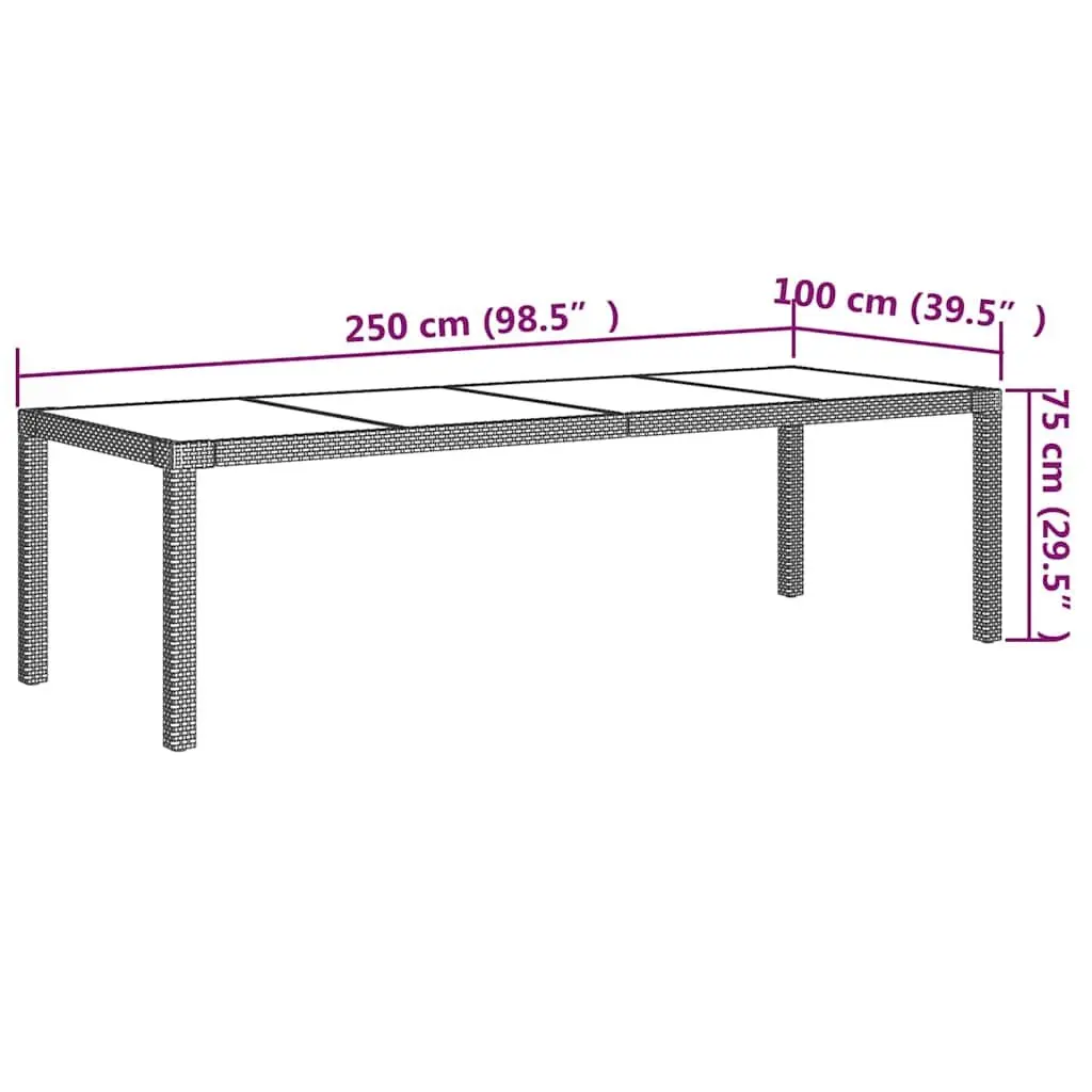 Outdoor Dining Set 9 Piece Grey PE Rattan Steel Frame