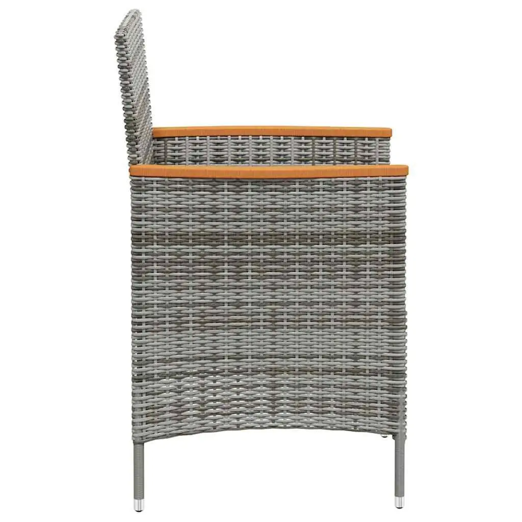 Outdoor Dining Set 3 Piece Grey Poly Rattan Garden Furniture with Cushions