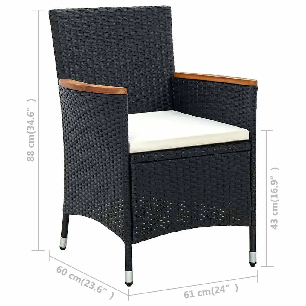 Outdoor Dining Set 5 Piece Poly Rattan Garden Furniture Black with Cushions