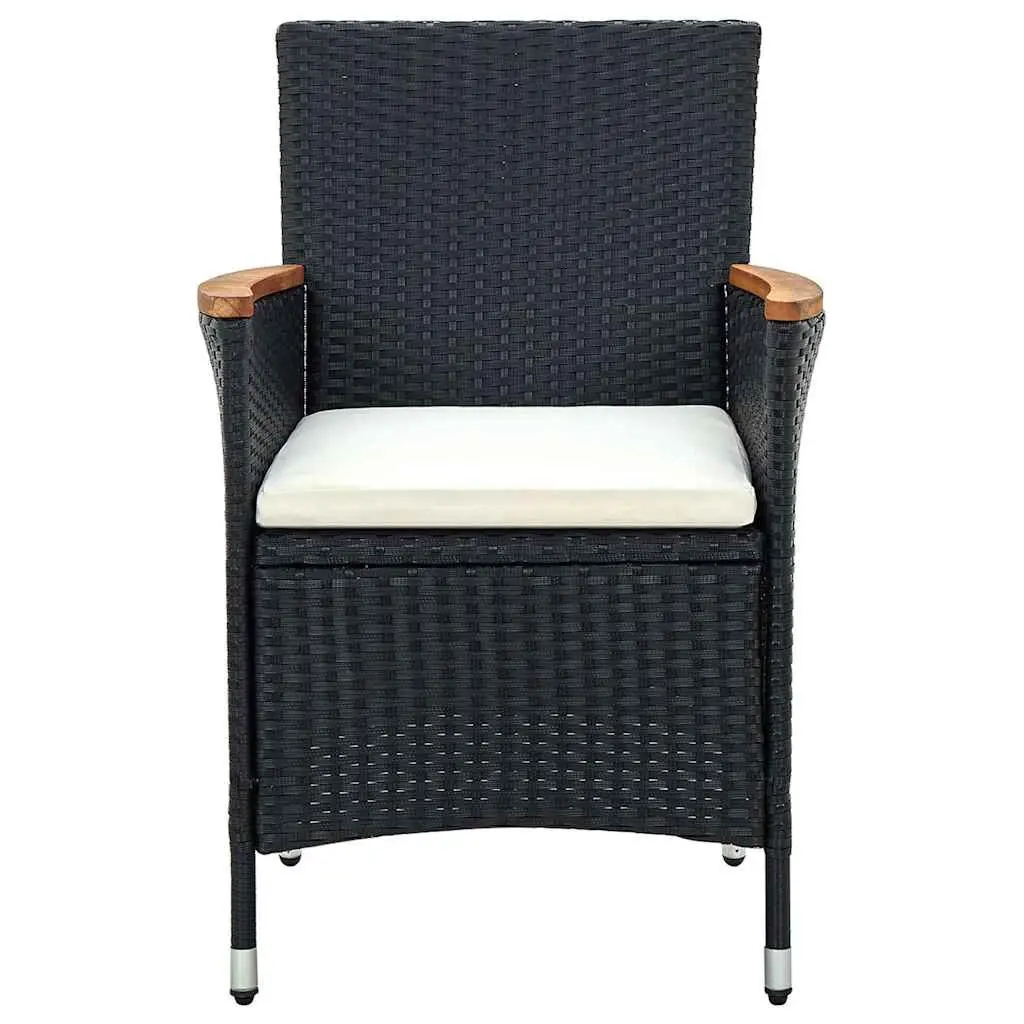 Outdoor Dining Set 5 Piece Poly Rattan Garden Furniture Black with Cushions