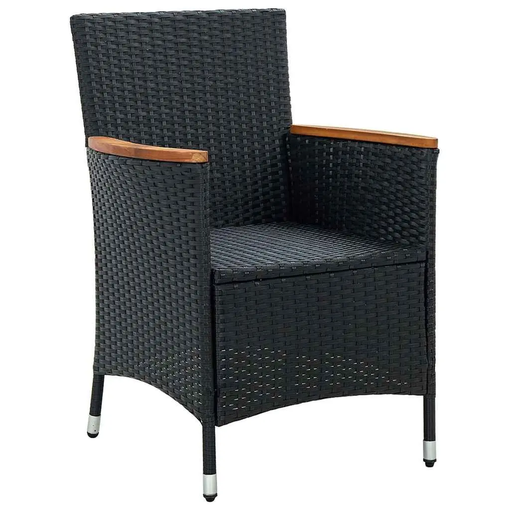 Outdoor Dining Set 5 Piece Poly Rattan Garden Furniture Black with Cushions