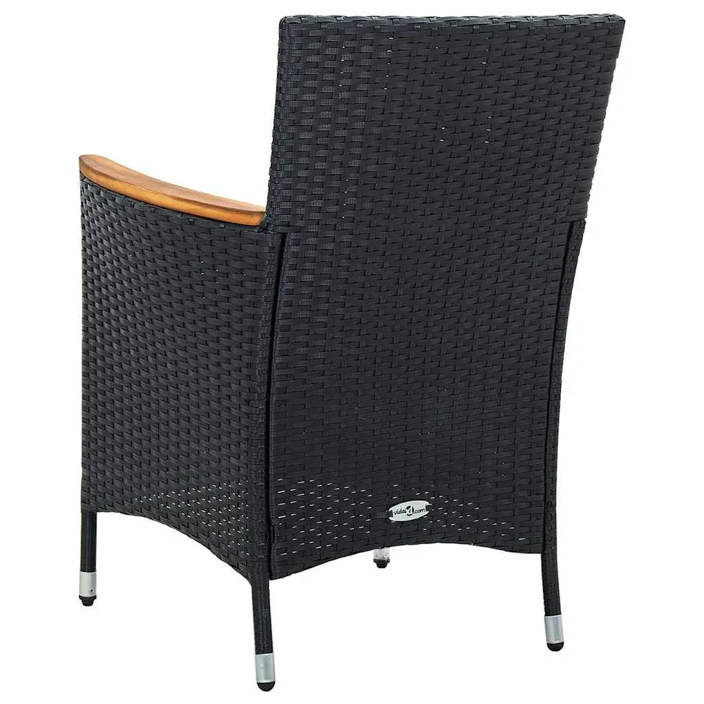 Outdoor Dining Set 5 Piece Poly Rattan Garden Furniture Black with Cushions