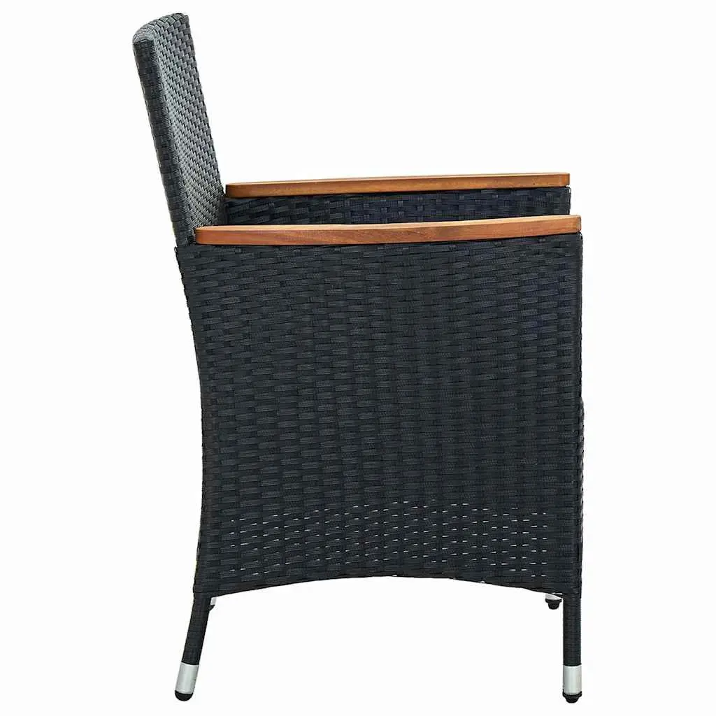 Outdoor Dining Set 5 Piece Poly Rattan Garden Furniture Black with Cushions