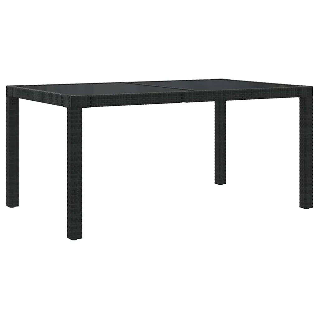 7 Piece Outdoor Dining Set Black Poly Rattan Garden Furniture Table Chairs