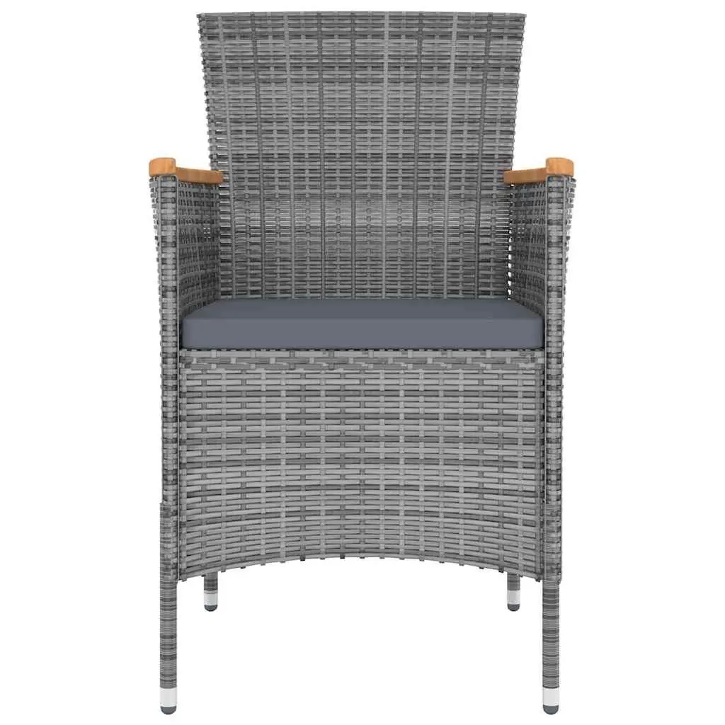 Outdoor Dining Set 5 Piece Poly Rattan Garden Furniture with Cushions Grey