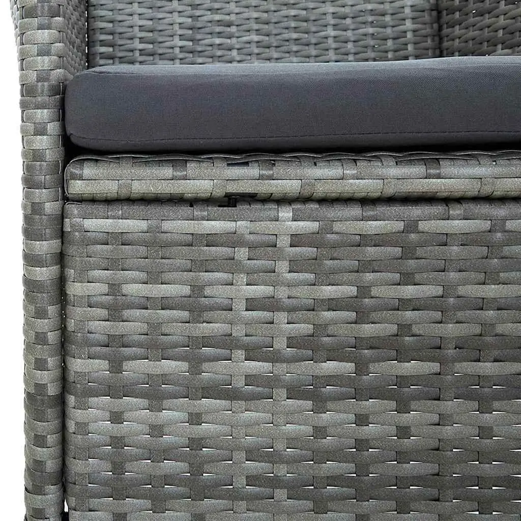 Outdoor Dining Set 9 Piece Garden Furniture Grey Poly Rattan with Cushions