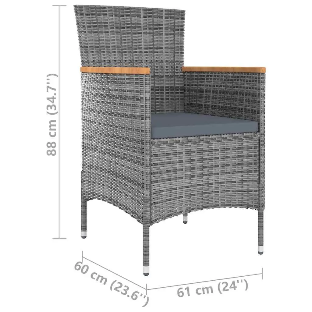 Outdoor Dining Set 9 Piece Garden Furniture Grey PE Rattan Steel Frame