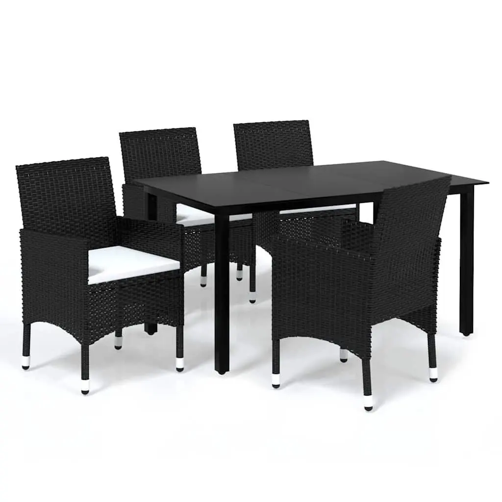 5 Piece Garden Dining Set Poly Rattan Chairs Table Outdoor Patio Furniture Black