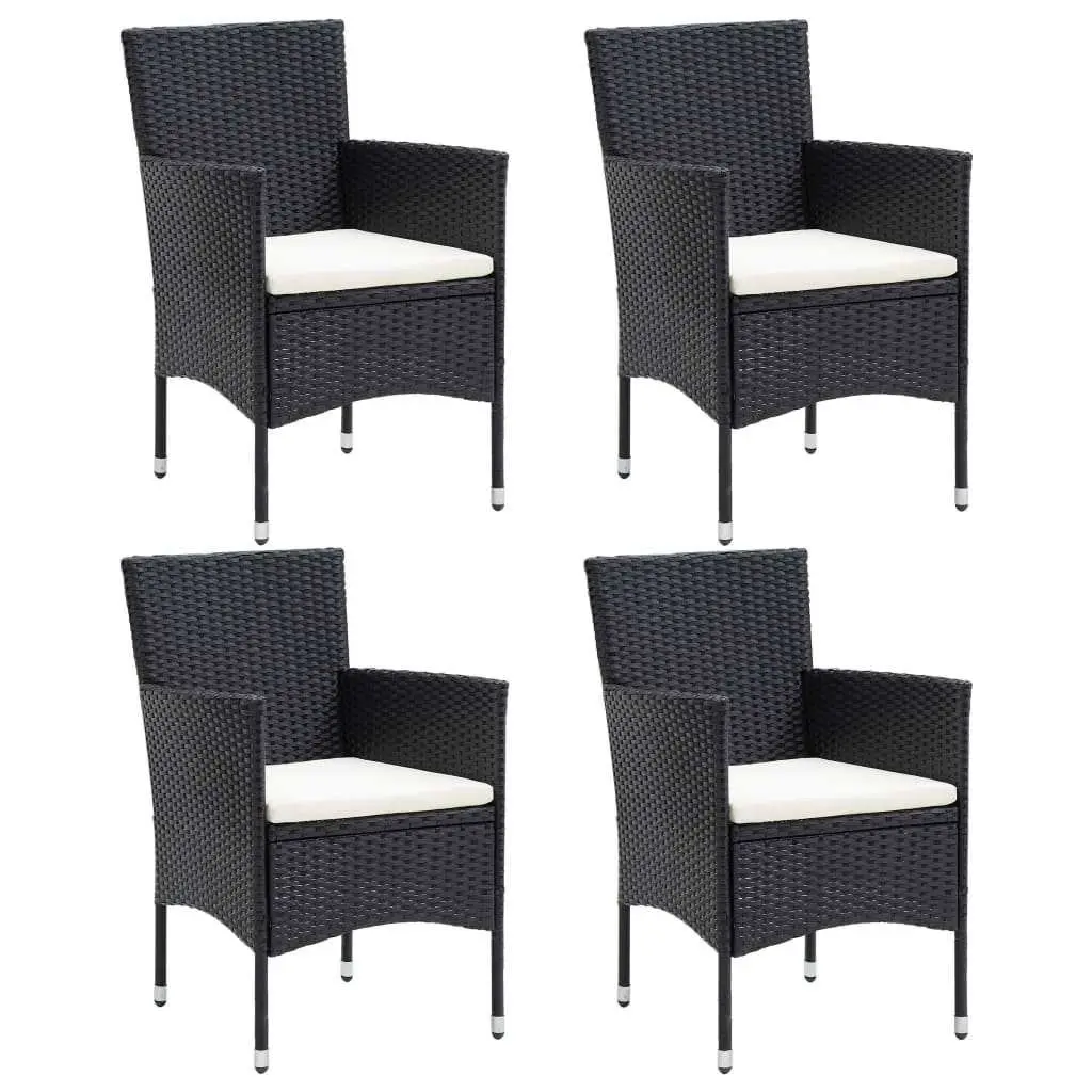 5 Piece Garden Dining Set Poly Rattan Chairs Table Outdoor Patio Furniture Black