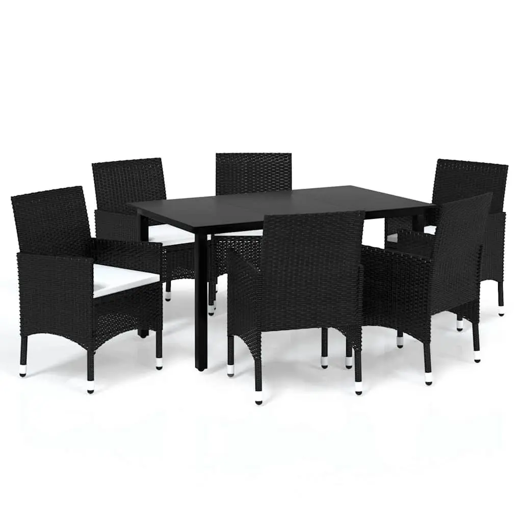 7 Piece Outdoor Dining Set Garden Patio Furniture Weather-Resistant PE Rattan Black