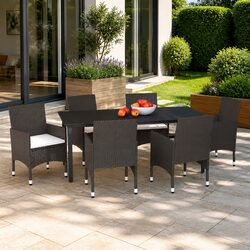 7 Piece Garden Dining Set Poly Rattan Outdoor Patio Furniture Chairs Table