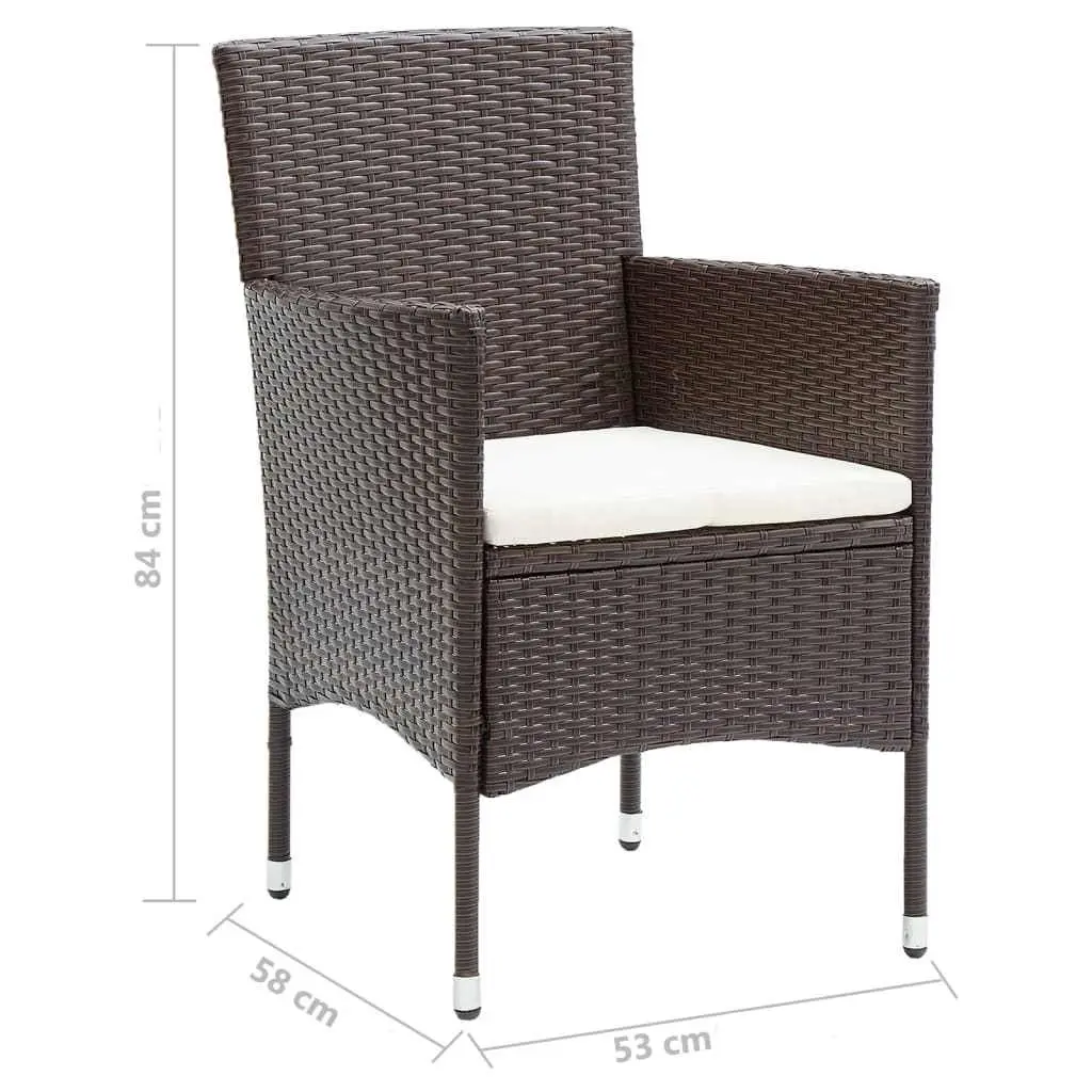 7 Piece Garden Dining Set Weather-Resistant PE Rattan Brown Outdoor Patio Furniture