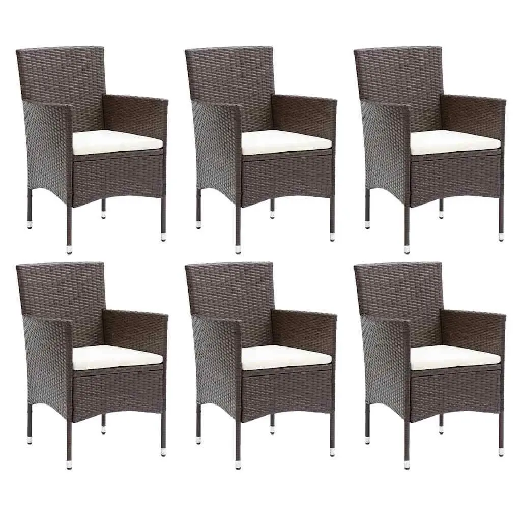 7 Piece Garden Dining Set Weather-Resistant PE Rattan Brown Outdoor Patio Furniture