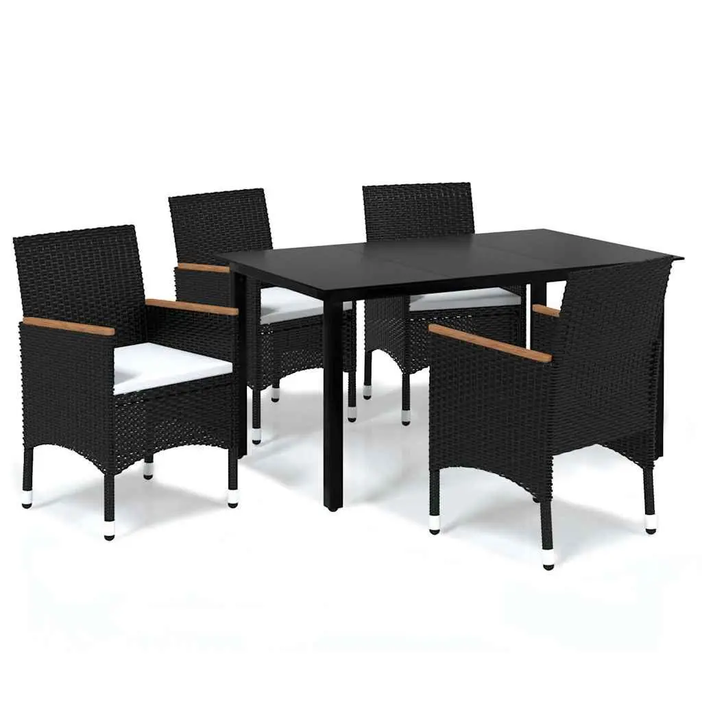 5 Piece Garden Dining Set Outdoor Patio Furniture with Cushions Poly Rattan