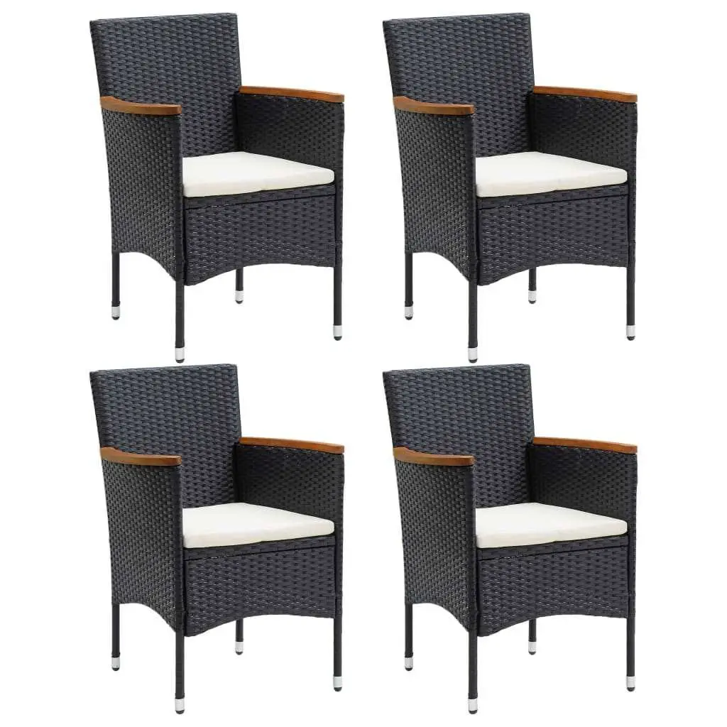 5 Piece Garden Dining Set Outdoor Patio Furniture with Cushions Poly Rattan