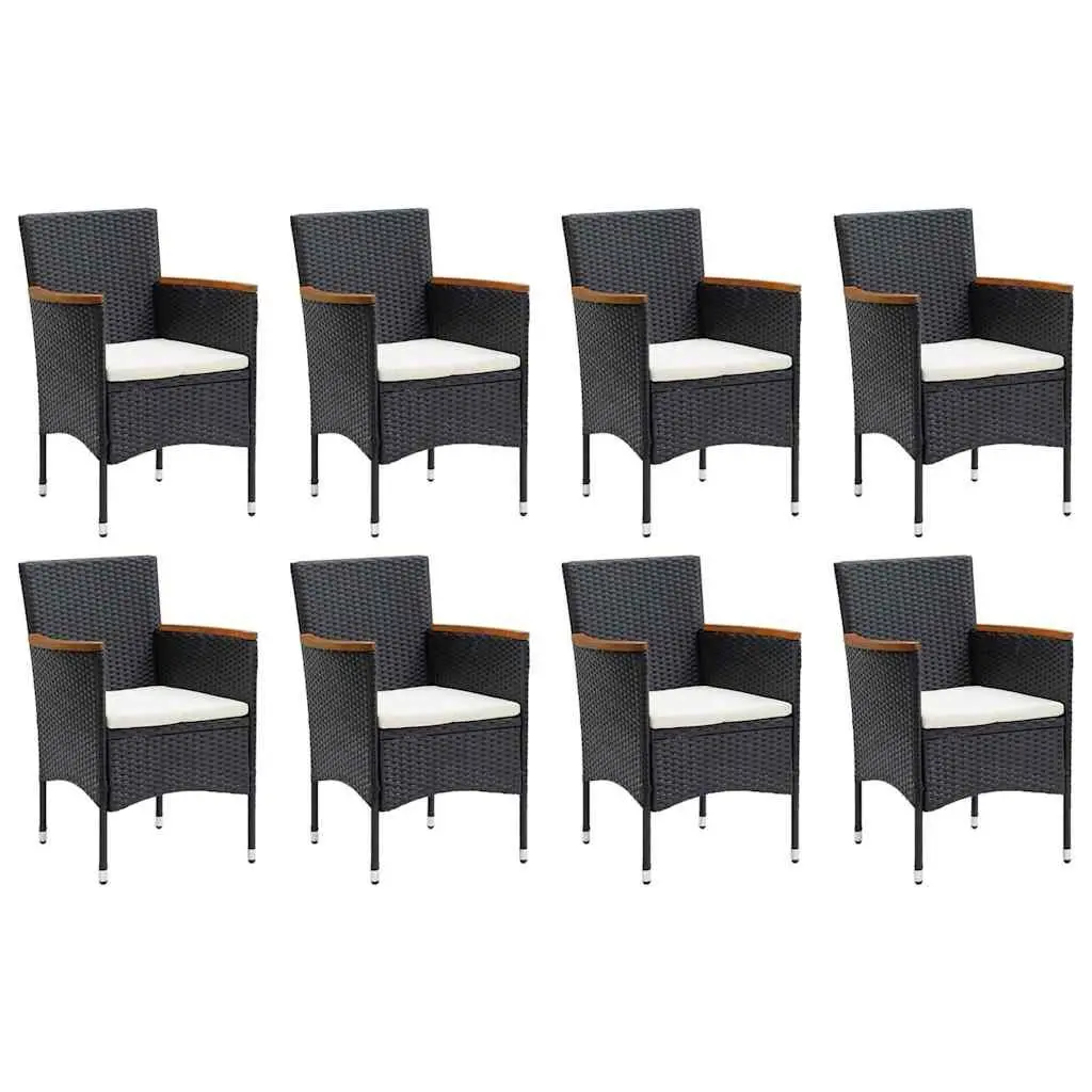 Garden Dining Set 9 Piece Outdoor Patio Furniture Weather-resistant PE Rattan Black with Cushions