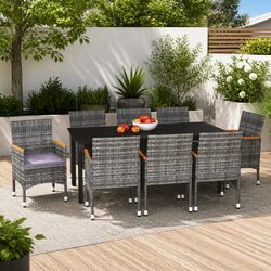 Garden Dining Set 9 Piece Outdoor Patio Furniture PE Rattan Table Chairs