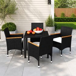 Garden Dining Set 5 Piece Outdoor Patio Furniture PE Rattan Chairs Table Black