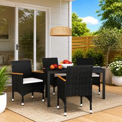 Garden Dining Set 5 Piece Outdoor Patio Furniture Poly Rattan with Cushions