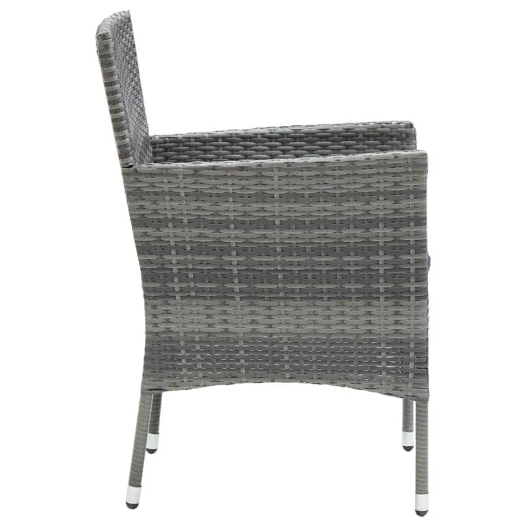 7 Piece Garden Dining Set Grey Poly Rattan Outdoor Patio Furniture with Cushions