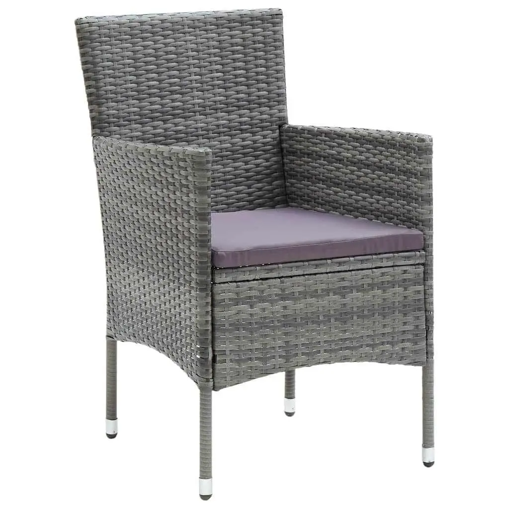 7 Piece Garden Dining Set Grey Poly Rattan Outdoor Patio Furniture with Cushions