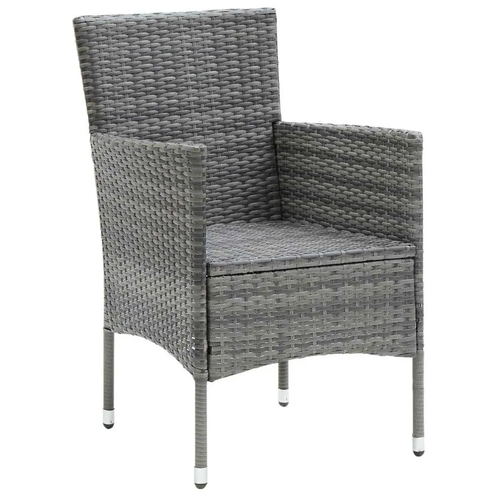 7 Piece Garden Dining Set Grey Poly Rattan Outdoor Patio Furniture with Cushions