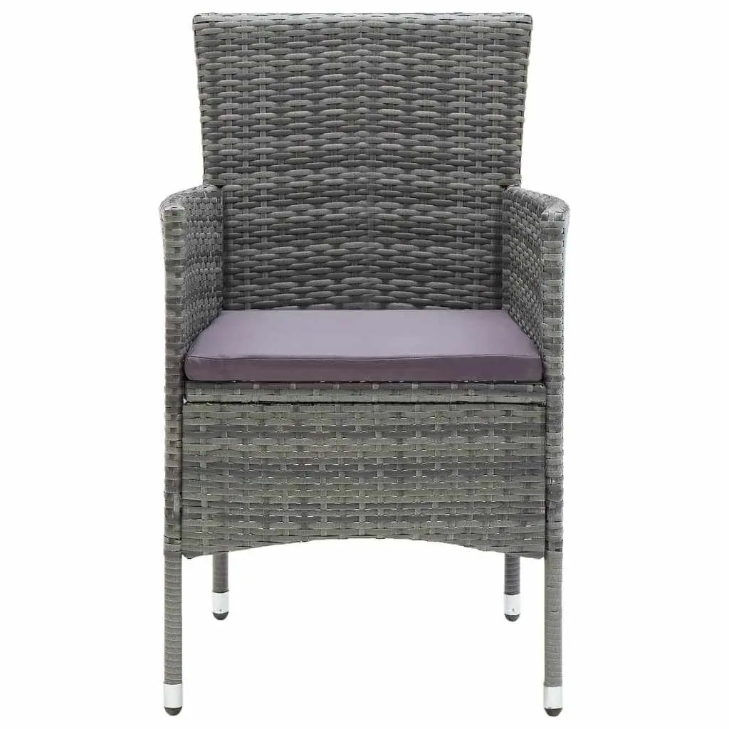 7 Piece Garden Dining Set Grey Poly Rattan Outdoor Patio Furniture with Cushions
