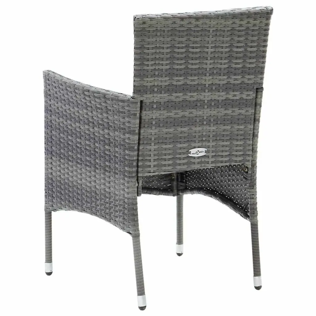 7 Piece Garden Dining Set Grey Poly Rattan Outdoor Patio Furniture with Cushions