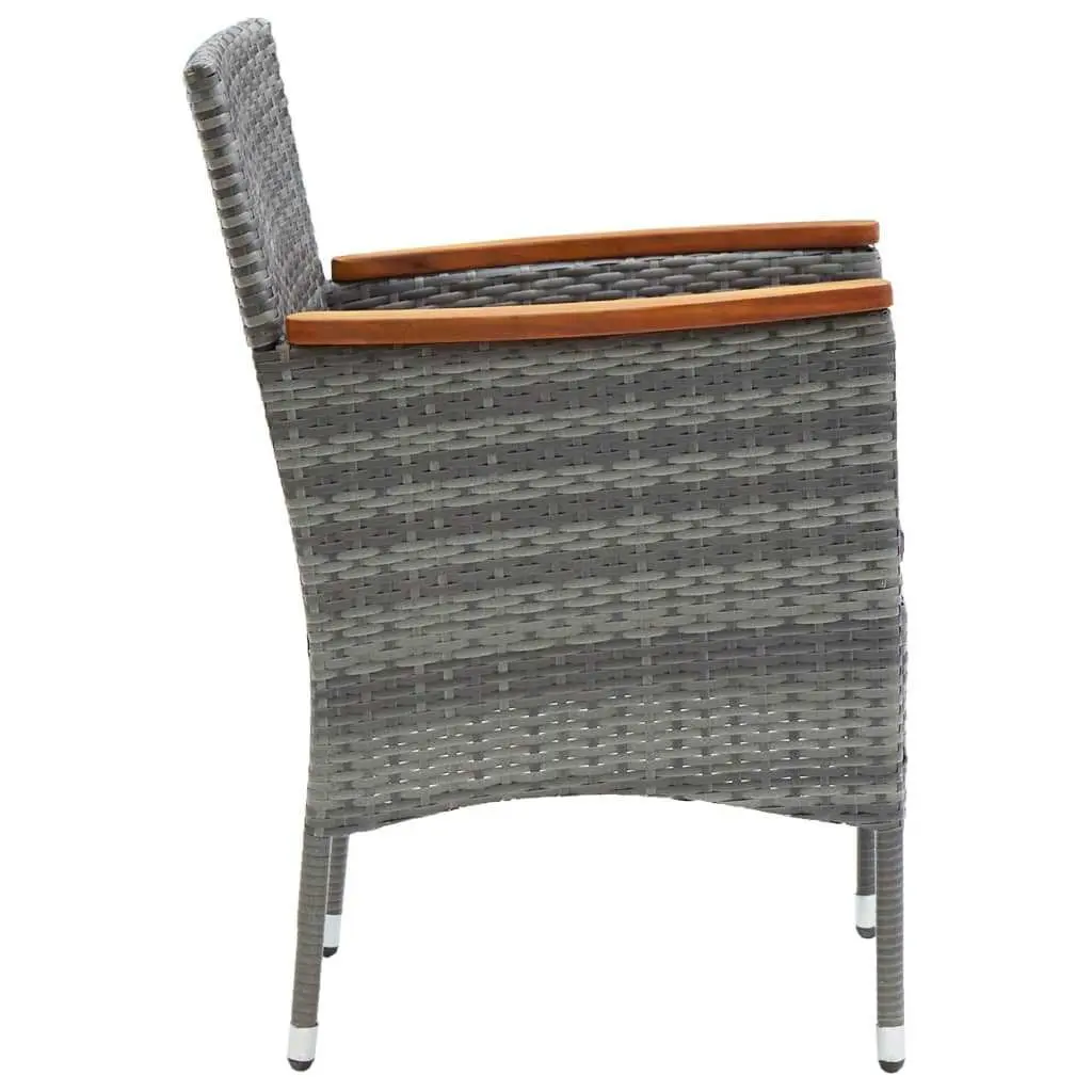 Garden Dining Set 3 Piece Outdoor Patio Furniture with Cushions Grey Rattan