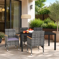 Garden Dining Set 5 Piece Outdoor Patio Furniture PE Rattan Grey Cushions Table