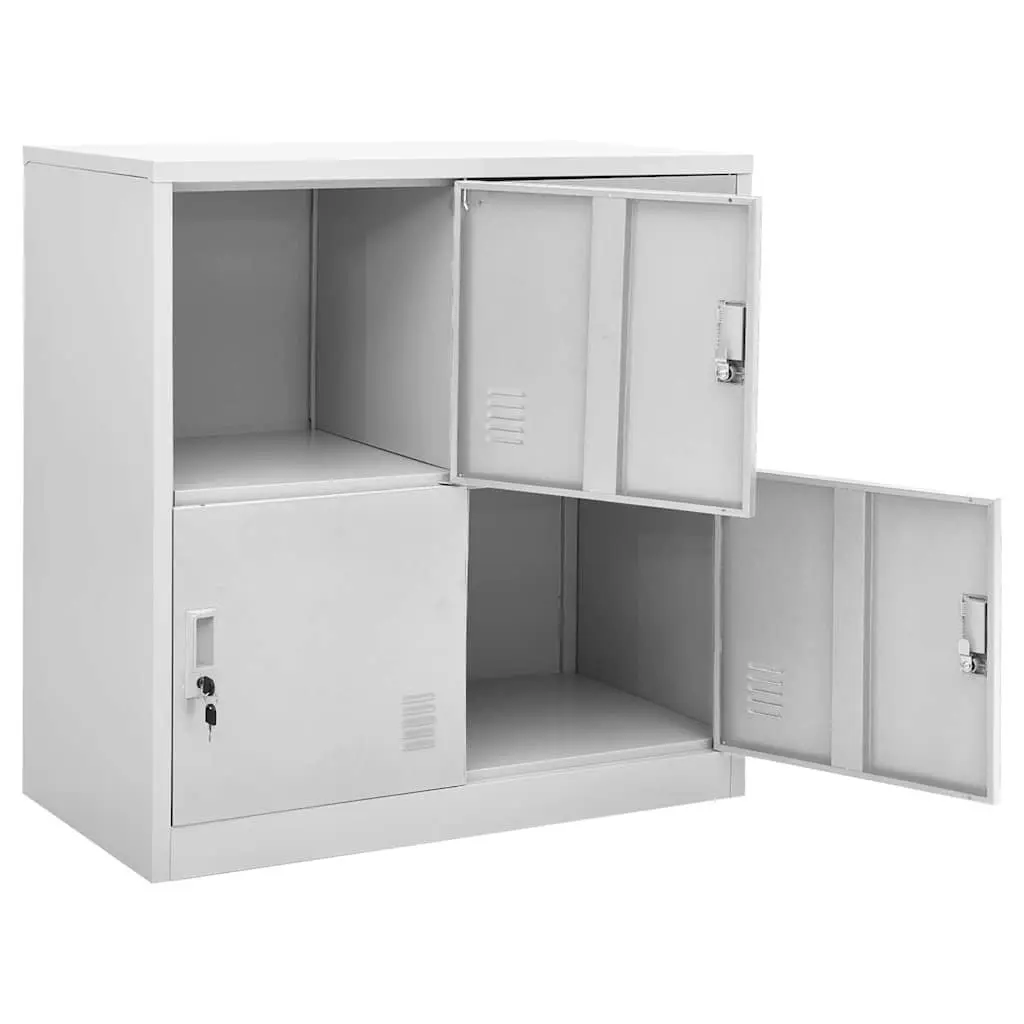 Locker Storage Cabinet 2 pcs Grey Steel Modern Design Organiser Office School