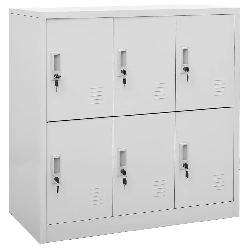 Locker Cabinet Lockable Storage 2 Piece Set Grey Steel Organiser Office School Bedroom